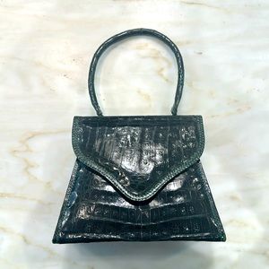 Cocktail crocodile deep green clutch